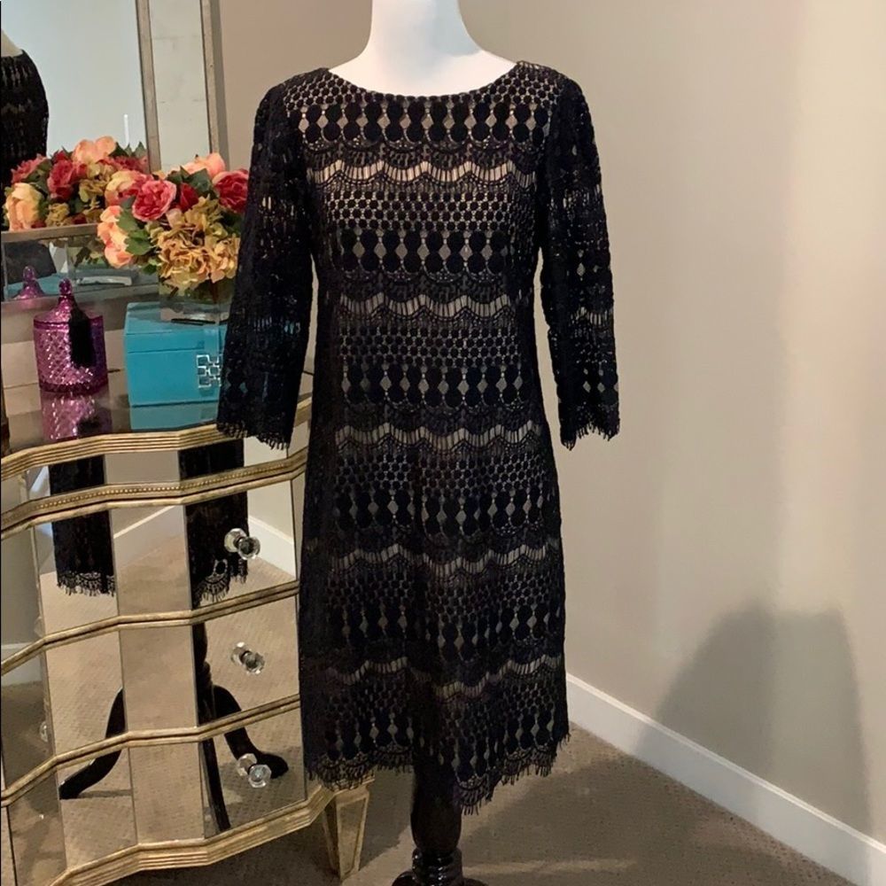 Eliza J black lace dress